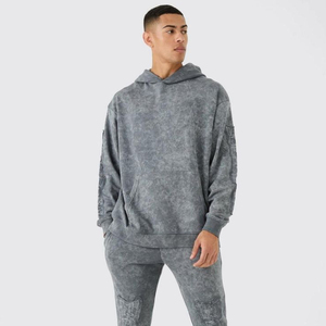 Survêtement d'hiver décontracté à capuche pour homme, 100% coton, délavé à l'acide, respirant, séchage rapide, molleton, couleur et logo personnalisables, qualité supérieure, OEM - Product Image 4