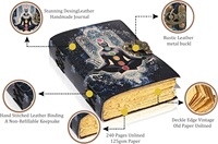 Diario de Tapa Dura de Cuero NEW ERA, Cosido con Hilo, Impresión UV, Borde Decorativo, 100 Hojas, Grimoire, Diario de Brujería, Cuaderno de Hechizos, Estilo Antiguo