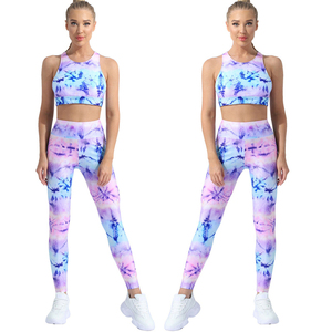 Conjuntos de yoga personalizados más vendidos, ropa deportiva para correr, conjunto de yoga con estampado personalizado, conjunto de yoga Tie Dye. - Product Image 5