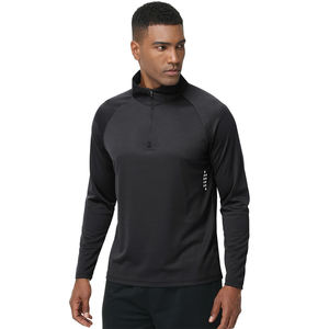 Camiseta Deportiva de Secado Rápido y Transpirable para Gimnasio, con Cierre de 3/4, Color Personalizable, Manga Larga, Cuello Alto, para Hombre - Product Image 2