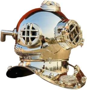 Casco de Buceo Marino SEA DEEP Vintage de Latón, Marca de la Marina de los Estados Unidos, 18 Pulgadas - Product Image 4