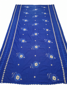 Women Blue Swiss Voile Floral Embroidered <b>Shawl</b> Gold Thread Work Ethnic Daily Wear Scarf <b>Wrap</b> - Product Image 3