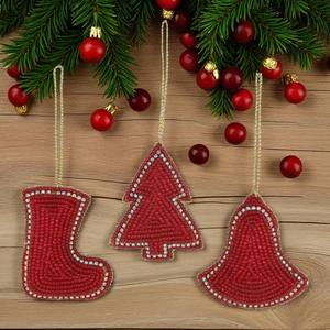 Adornos Campana Árbol y calcetines Decoración colgante Adornos bordados con cuentas para árbol de Navidad y decoración navideña - Product Image 1