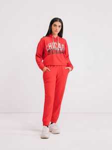Sweat à capuche décontracté en toile rouge pour femme, personnalisable avec logo frontal, idéal pour l'hiver et l'automne, prix abordable sur le marché - Product Image 2