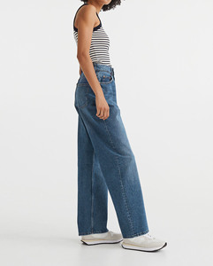 Pantalon droit élastique uni, pantalon long décontracté, nouveau style rétro pour femmes, jean à jambes larges - Product Image 3