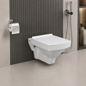 WC monobloc moderne à chasse d'eau Tornado, abattant à fermeture douce, siphon en P, céramique blanche, mural, écologique, pour appartement, salle de bain, maison - Product Image 1