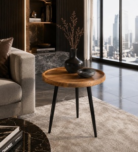 Wood <b>Coffee</b> <b>Table</b> Black Metal <b>Legs</b> Modern Design Living Room Furniture Indoor Use Durable Decorative Accent <b>Table</b> J N Crafts - Product Image 5