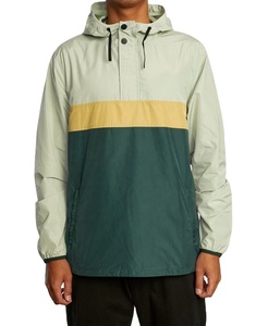 Chaqueta Anorak Plegable con Capucha, Cremalleras Laterales, Diseño Retro con Bloques de Color, Chaqueta Cortavientos Impermeable de Poliéster para Correr - Product Image 1