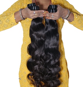 Venta al por mayor de extensiones de cabello humano indio Virgen sin procesar Natural Ninguno Tangle Bodywave Bundles - Product Image 1