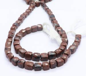 Perles cubiques à facettes en obsidienne Marconi naturelle Aaa, 6-7 mm, forme de boîte Marconi, 8 pouces, perles cubiques 3D en obsidienne, forme carrée à facettes - Product Image 2