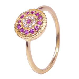 Anillo de Pareja Clásico de Plata de Ley 925 Chapado en Oro con Topacio Rojo para Mujer, Joyería para Bodas - Product Image 1