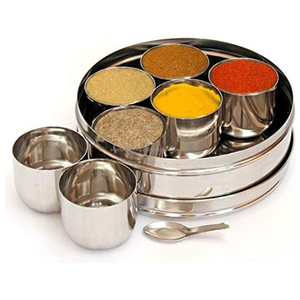 Recipiente para Especias de Acero Inoxidable con Tapa de Vidrio Redonda, Apto para Lavavajillas, Ideal para Uso Doméstico y en Restaurantes - Product Image 1