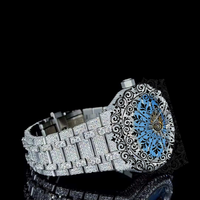 Montre à quartz unisexe de luxe, cadran bleu serti de diamants, affichage analogique, boîtier de 46 mm, fermoir à boucle, mouvement Citizen vintage