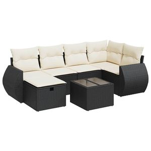 Conjunto de Sofás de Jardín Grandes Resistentes al Agua, Materiales de Ratán PE Negro - Product Image 2