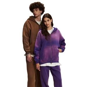 เสื้อขนแกะ360GSM มีฮู้ดสำหรับผู้ชายพิมพ์ลายออนดีมานด์มีซิปแบบสวมหัวเสื้อแนวสตรีทโอเวอร์ไซส์เปิดไหล่ - Product Image 1