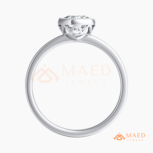 925 Sterling <b>Silver</b> Round Cut Bezel Halo Engagement <b>Ring</b> Women Milgrain Edge <b>Solitaire</b> American Diamond CZ Wedding <b>Ring</b> - Product Image 5