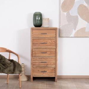 Cómoda vertical de 5 cajones Vandana Royal Form en madera de acacia con frentes acanalados - Product Image 1