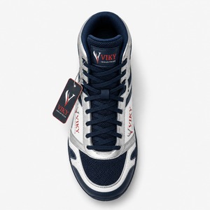 Premium Quality 2026 Best Selling VIKY INDUSTRIES Boxing Shoes Lace-Up <b>Mesh</b> Breathable High <b>Top</b> Navy Blue <b>Silver</b> - Product Image 6