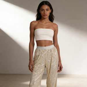 Offre Spéciale – Pantalon droit à taille élastique et sequins pour femme SWEET BABE, style Hip Hop écologique, longueur intégrale, idéal pour les soirées en club - Product Image 5