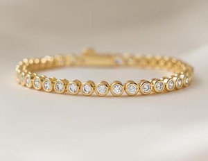 Luxury Bezel Set Moissanite Tennis Bracelet <b>Iced</b> <b>Out</b> Hip Hop Jewellery VVS Diamond Look Gold <b>Chain</b> Shine Gift - Product Image 2