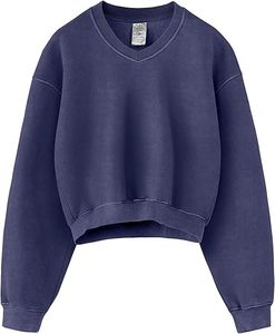 Sweat-shirt court décontracté personnalisé pour femme, avec logo imprimé, col rond, manches longues, idéal pour la gym et le streetwear - Product Image 3