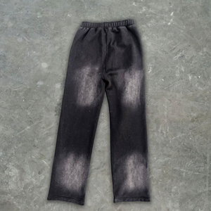 Customized 100% Cotton Applique Patch distressed <b>Embroidery</b> Flared Sweatpants and Hoodie <b>set</b> Street Acid Wash sun fade Tracksuit - Product Image 5