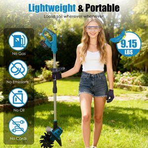 Motoculteur électrique sans fil 800W 21V, profondeur de travail 6,69 po, profondeur de travail du cultivateur 8,66 po, motoculteur 800W - Product Image 1