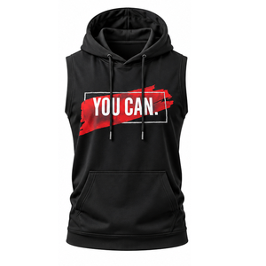 Sweat-shirt à capuche sans manches en molleton de coton pour hommes, vêtements de fitness, fabrication sur mesure, OEM ODM, sweat-shirt sans manches pour hommes - Product Image 1
