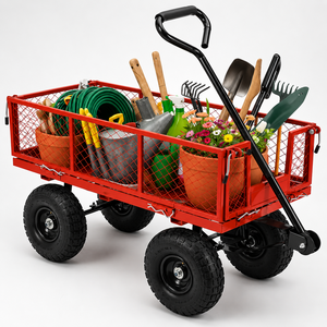 600lb Load <b>Garden</b> <b>Trolley</b> Metal Frame with Removable Mesh Sides, Wagon 10" Pneumatic Tires Perfect For <b>Garden</b>, Garage ODGGAD013 - Product Image 1