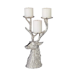 Porte-bougie moderne en forme de tête de renne avec placage argenté, décoration de Noël pour la maison, porte-bougie sculptural fait main pour table - Product Image 5