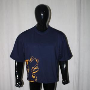 T-shirt à manches courtes bleu marine pour homme avec imprimé dragon doré, col rond, décontracté, imprimé à l'écran, jersey 100% coton FINER THREADS - Product Image 2