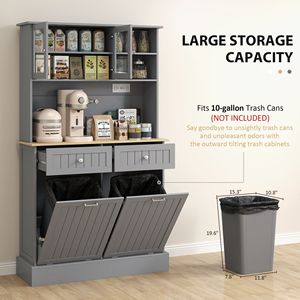 Mobile dispensa da cucina grigio con stazione di ricarica, 2 ante ribaltabili e supporto per microonde - Product Image 5