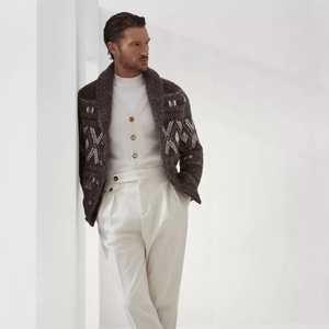 European Plus Size Men's & women's <b>Cardigan</b> for Autumn Winter Cross-Border Factory Wholesale Knitted with Warm Neck Front Logo - Product Image 5