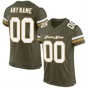 เสื้อฟุตบอลอเมริกันสีเขียวมะกอกแบบกำหนดเอง ปักชื่อทีมและหมายเลขได้ตามต้องการ เสื้อกีฬาตาข่ายสำหรับฝึกซ้อม - Product Image 1