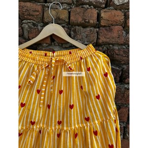 Women's Summer <b>Skirt</b> Heart Striped Print <b>Skirt</b> Dress Handmade Long Maxi <b>Skirt</b> Beach <b>Skirt</b> With Two Side Pockets - Product Image 2