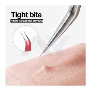 Ensemble de pinces professionnelles pour extensions de cils, 2 pièces, pinces de précision à pointe droite et courbée pour une pose d'extensions de cils impeccable - Product Image 4