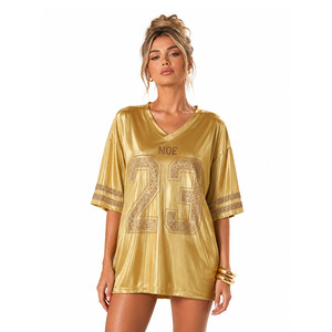 Maillot de football américain unisexe orné de cristaux, col en V, respirant, personnalisable avec strass, vente en gros, fabricant en vrac - Product Image 1