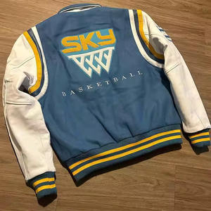 Chaqueta Varsity de la Liga Negra para Hombre, Nueva Llegada, Lana y Cuero, Talla Grande, Prenda Exterior Elegante - Product Image 2