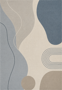 Tapis élégant en laine de Nouvelle-Zélande tufté à la main avec un motif circulaire croisé bleu sarcelle et beige pour salon, chambre et hôtels - Product Image 5