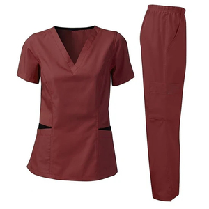 Factory Price Blank Unisex Medical <b>Nurse</b> Scrubs Suit Customized V-Neck Stretchy Medi Scrubs Uniforms Top and Pants Sets - Product Image 4