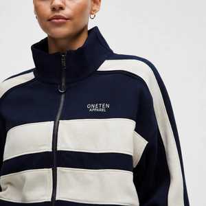 Oneten Apparel Sweat-shirt unisexe à col zippé 100% Coton Coupe Ample Décontracté Haut de Survêtement Automne 2 en 1 Uni avec Fermeture Frontale - Product Image 5
