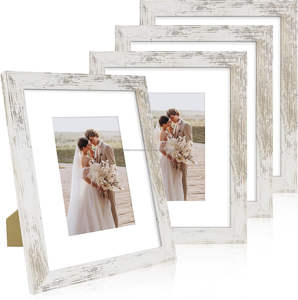 Real <b>Glass</b> and Distressed White Wooden <b>Frame</b> for Home Decor Living Room Office and Wall Display - Product Image 1