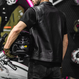 Chaleco de Motocicleta Ligero y Transpirable de Cuero Genuino para Hombre, Servicio OEM, Logotipo Personalizado, Chaleco de Otoño, Talla Grande, Ropa Exterior - Product Image 5
