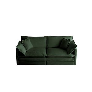 Divano Moderno a Due Posti in Tessuto Ciniglia Verde per Soggiorno, Grande Dimensione con 4 Cuscini Imbottiti - Product Image 3