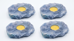 Support de bougie en pierre naturelle sculptée à la main en calcite bleue, pierre précieuse d'agate, pour la guérison, vente en gros - Product Image 6