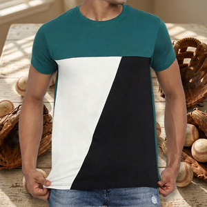 เสื้อยืดผู้ชาย คอกลม แขนสั้น ทรงพอดีตัว ดีไซน์เรียบง่าย สีเขียว ขาว ดำ - Product Image 4