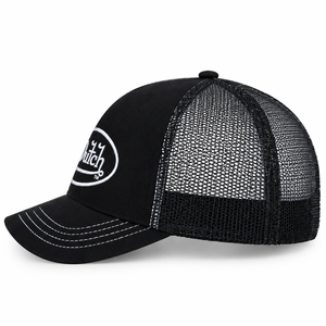Casquette de baseball unisexe ajustable en maille noire brodée avec logo Von Dutch, style vintage 6 panneaux - Product Image 5