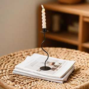 Minimalist <b>Black</b> Metal Candle Holder Curved Shape Wedding Centerpiece Table Decor <b>Candlestick</b> - Product Image 3