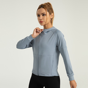 Solid Color Gym Fitness <b>Jacket</b> Yoga With Pockets Morning <b>Workout</b> White Yoga <b>Jacket</b> Quick-Dry Slim Yoga <b>Jacket</b> - Product Image 2