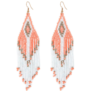 Colorful Seed Beads Tassel Miyuki Beads Earrings Embroidered Cotton Lightweight Earrings with Metal Fittings <b>Back</b> - Product Image 3